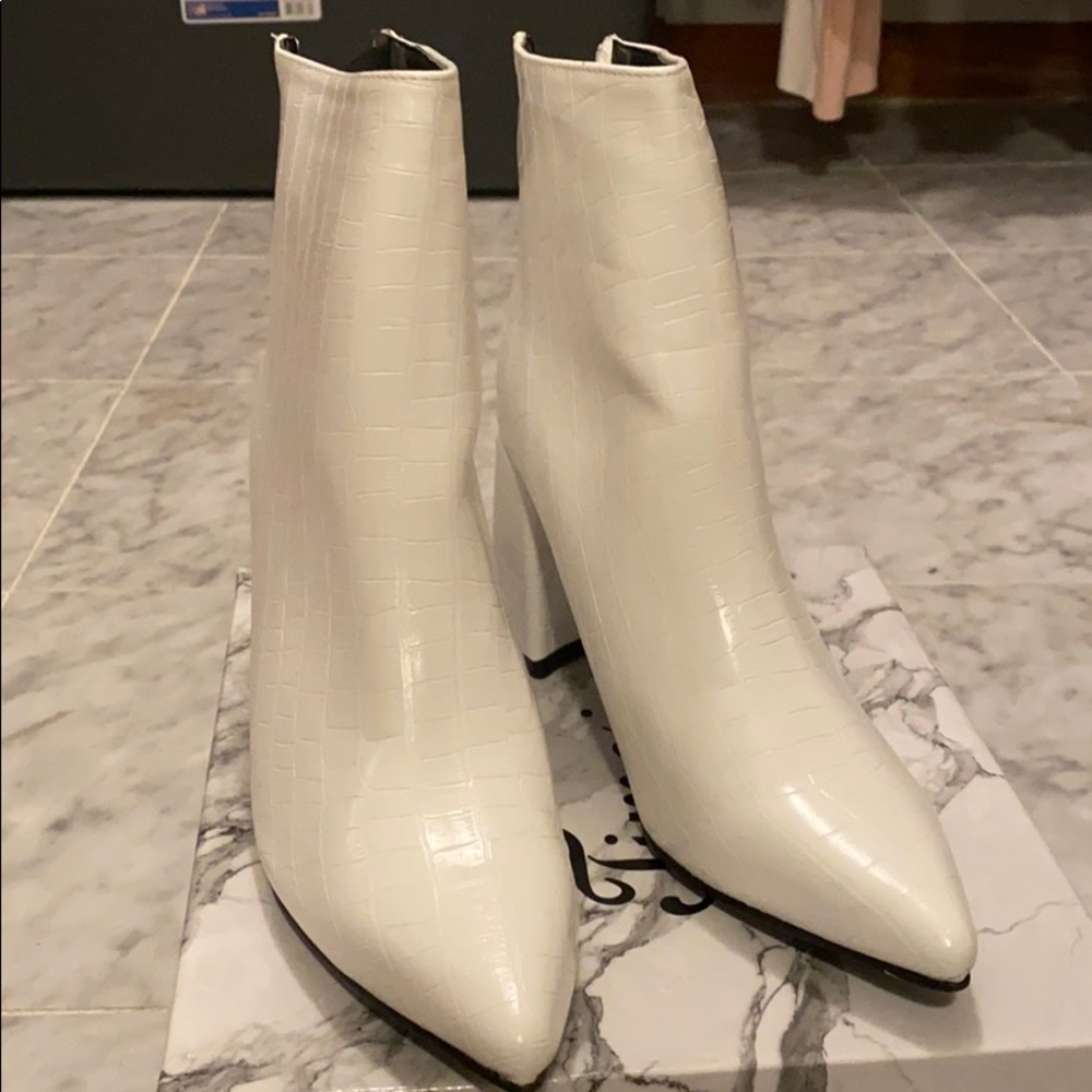 White ankle boots